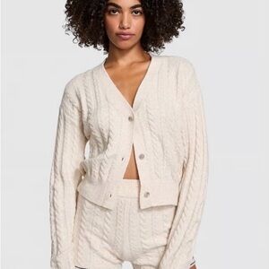 PINK Victoria's Secret Cream Cable Knit Cardigan